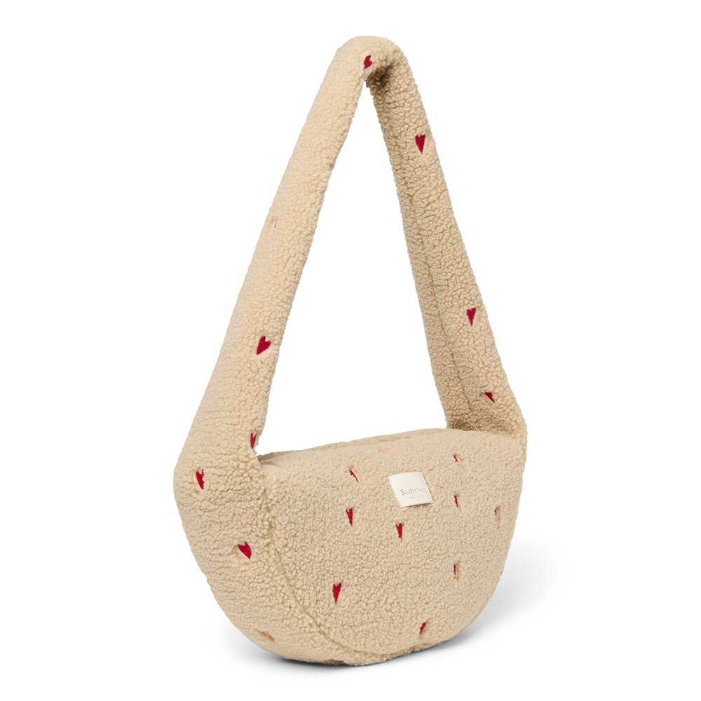 Studio Noos Mini Crossbody Bag 'Teddy' Ecru Hearts
