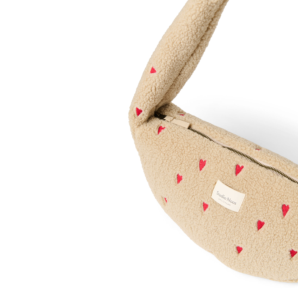 Studio Noos Mini Crossbody Bag 'Teddy' Ecru Hearts