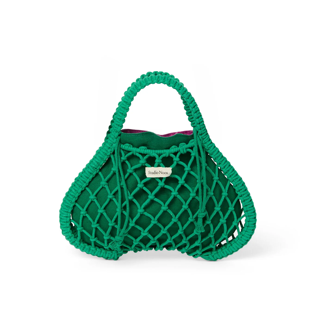 Studio Noos Macramé Handtasche mit wendbarer Innentasche in Lila-Grün 'Mini Bag' Green