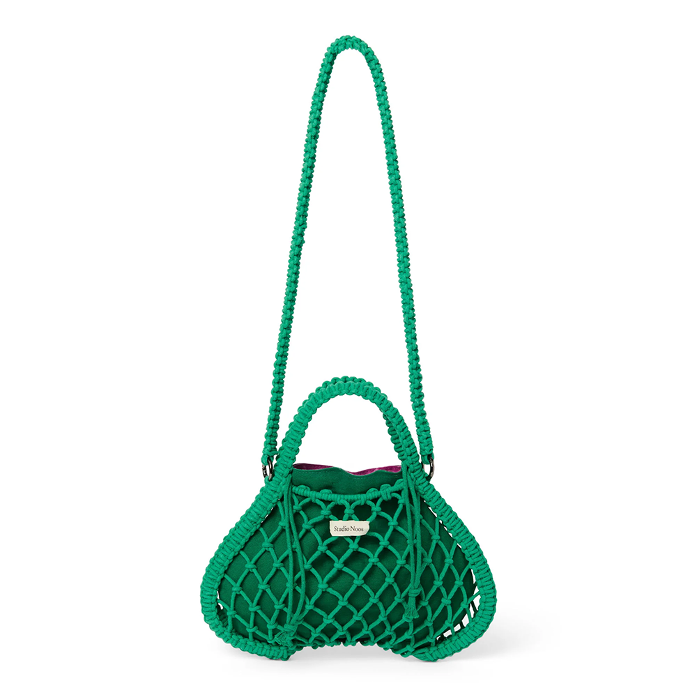 Studio Noos Macramé Handtasche mit wendbarer Innentasche in Lila-Grün 'Mini Bag' Green