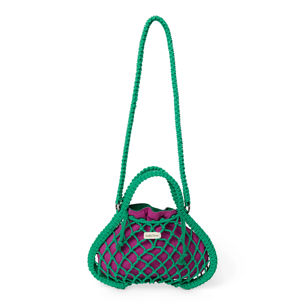 Studio Noos Macramé Handtasche mit wendbarer Innentasche in Lila-Grün 'Mini Bag' Green