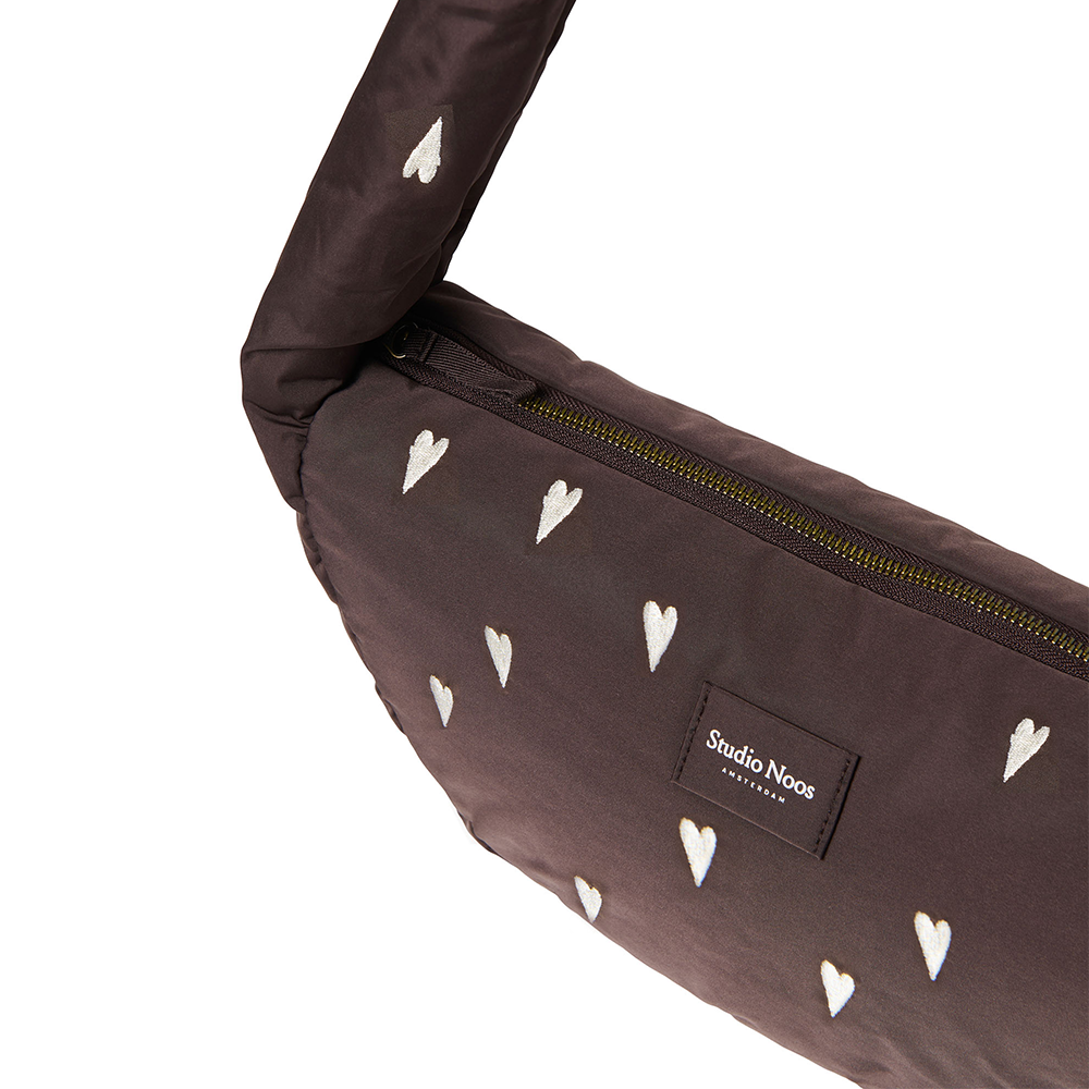 Studio Noos Mini Crossbody Bag &#39;Puffy&#39; Brown Hearts