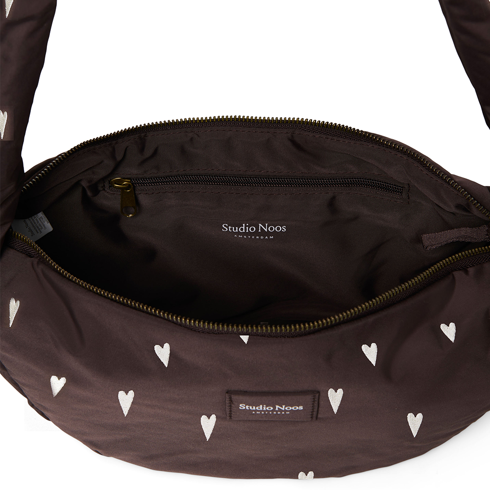 Studio Noos Mini Crossbody Bag &#39;Puffy&#39; Brown Hearts