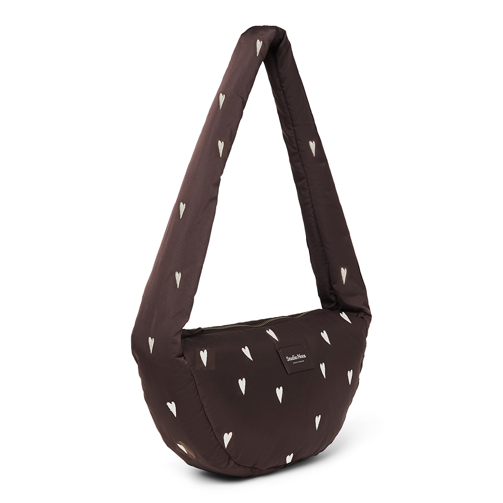 Studio Noos Mini Crossbody Bag &#39;Puffy&#39; Brown Hearts