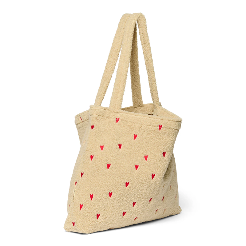 Studio Noos Tragetasche Teddy &#39;Hearts&#39; Ecru