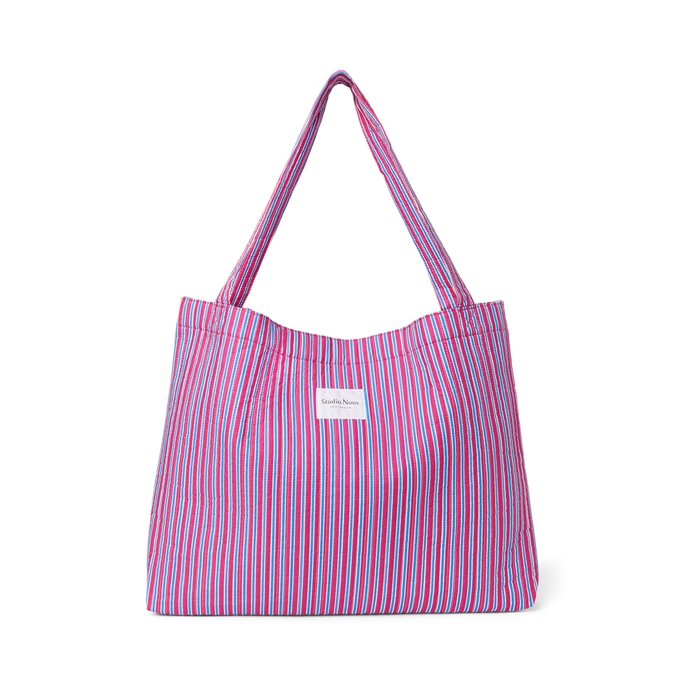 Studio Noos Cabas 'Poplin Mom Bag' Framboise Rayé