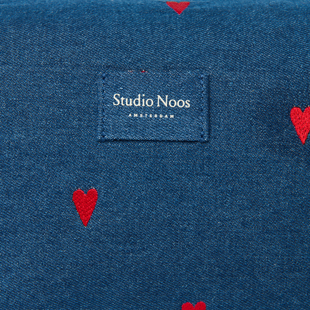 Studio Noos Necessaire 'Denim' Dark Blue Red Hearts