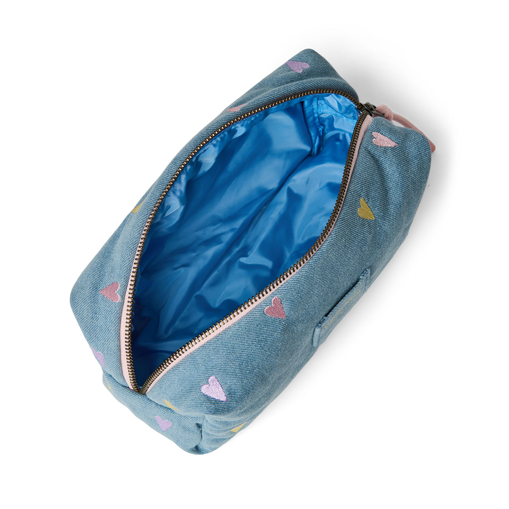 Studio Noos  Necessaire 'Denim' Light Blue Hearts