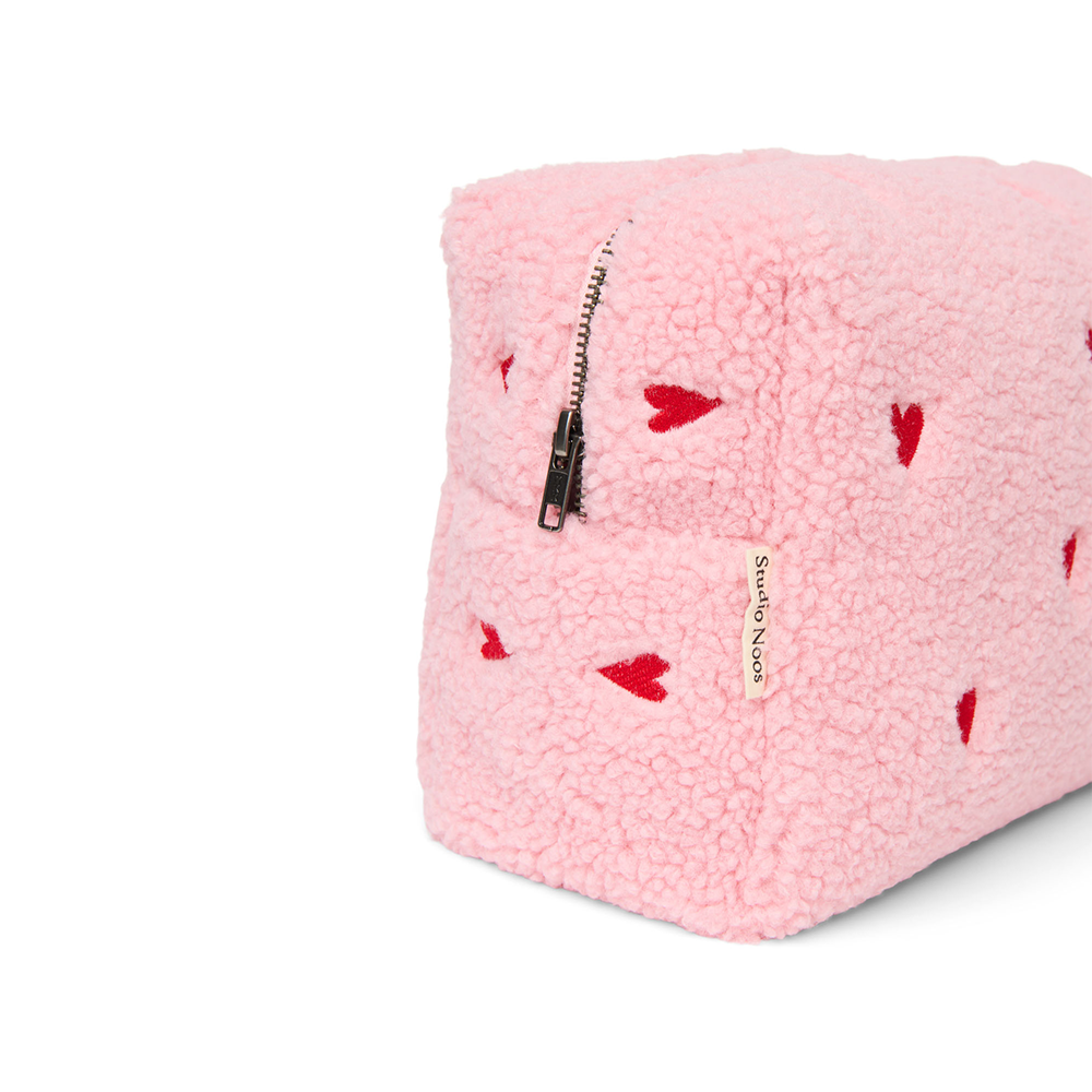Studio Noos Necessaire 'Teddy' Light Pink Hearts