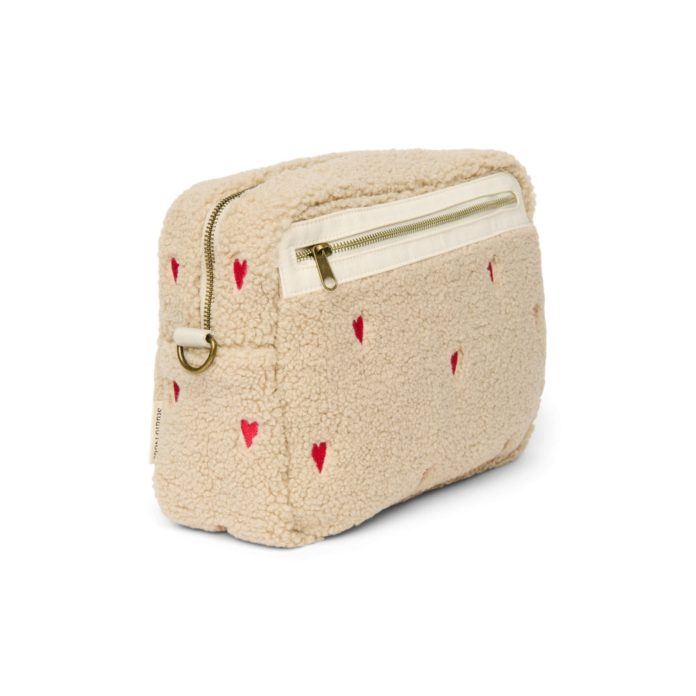 Studio Noos Kinderwagen Organizer 'Teddy' Hearts Ecru