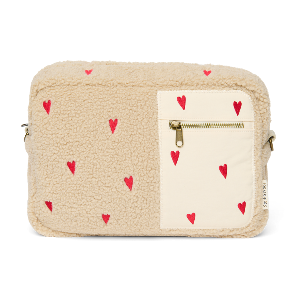 Studio Noos Kinderwagen Organizer 'Teddy' Hearts Ecru