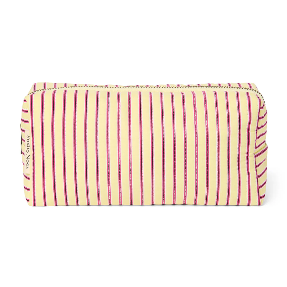 Studio Noos Trousse de toilette « Poplin Pouch » rayée jaune beurre