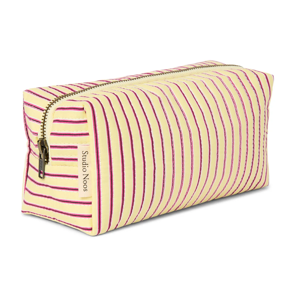 Studio Noos Trousse de toilette « Poplin Pouch » rayée jaune beurre