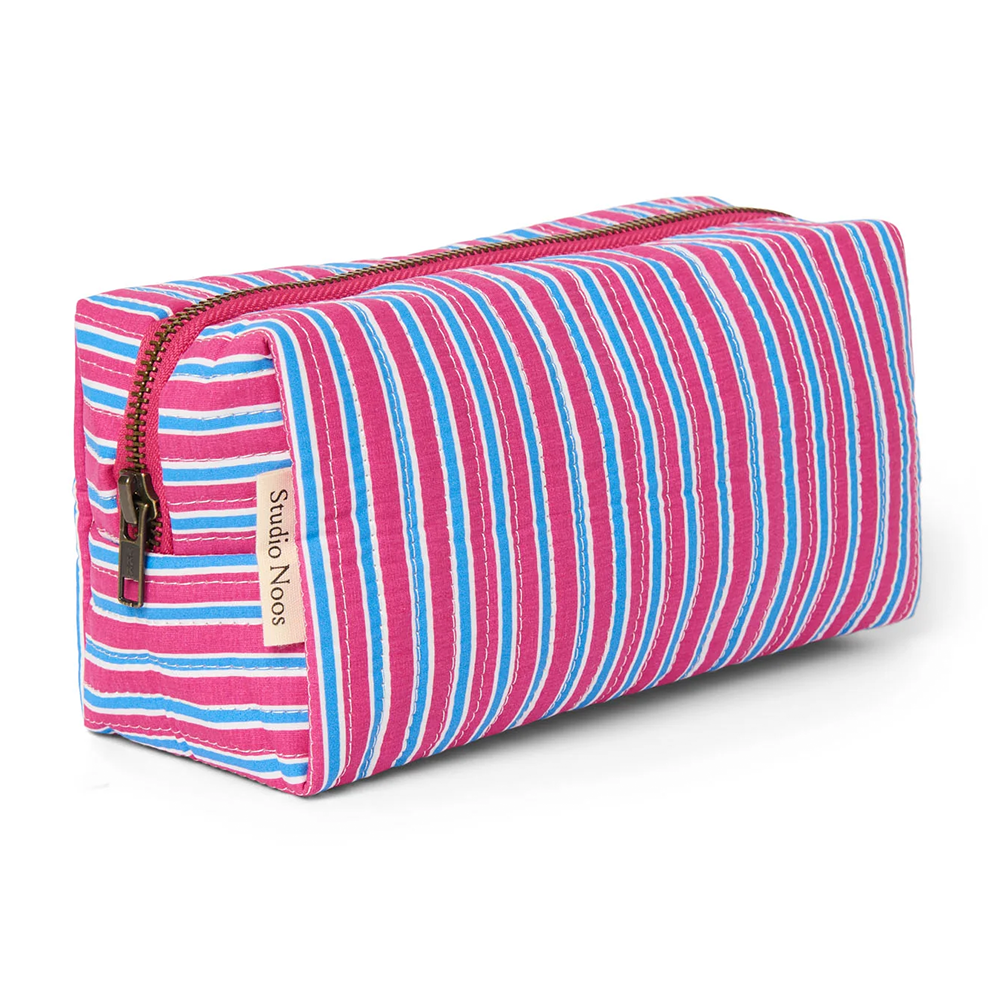 Studio Noos Trousse de Toilette 'Poplin Pouch' Framboise Rayée