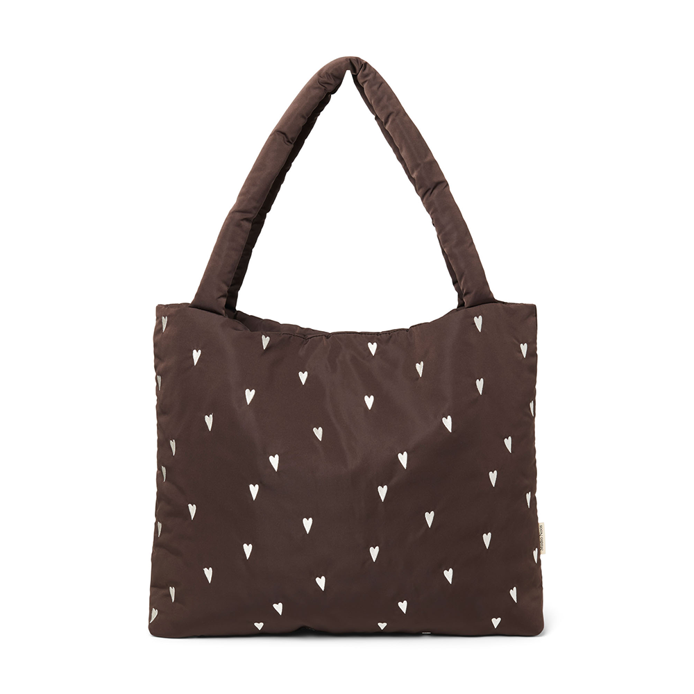 Studio Noos  Tragetasche &#39;Puffy Mom Bag&#39; Brown Hearts
