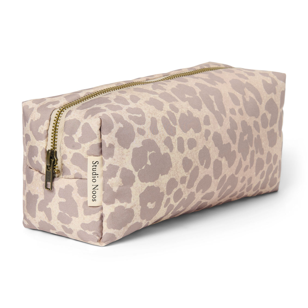 Studio Noos Trousse de Toilette 'Puffy Pouch' Beige Leopard