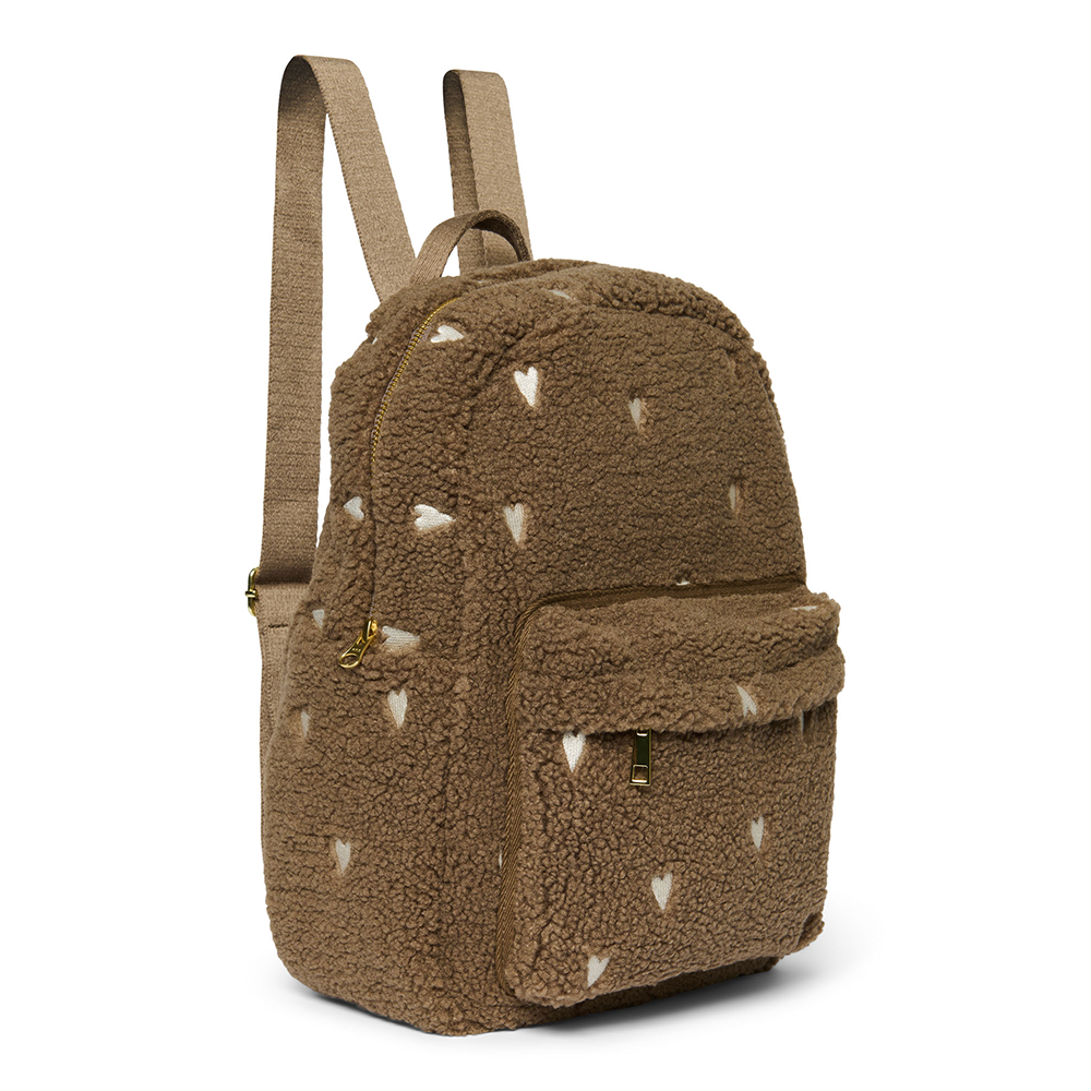 Studio Noos Rucksack Midi &#39;Teddy Hearts&#39; Brown