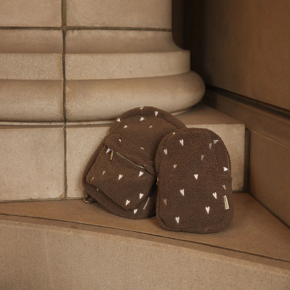Studio Noos Rucksack Midi &#39;Teddy Hearts&#39; Brown