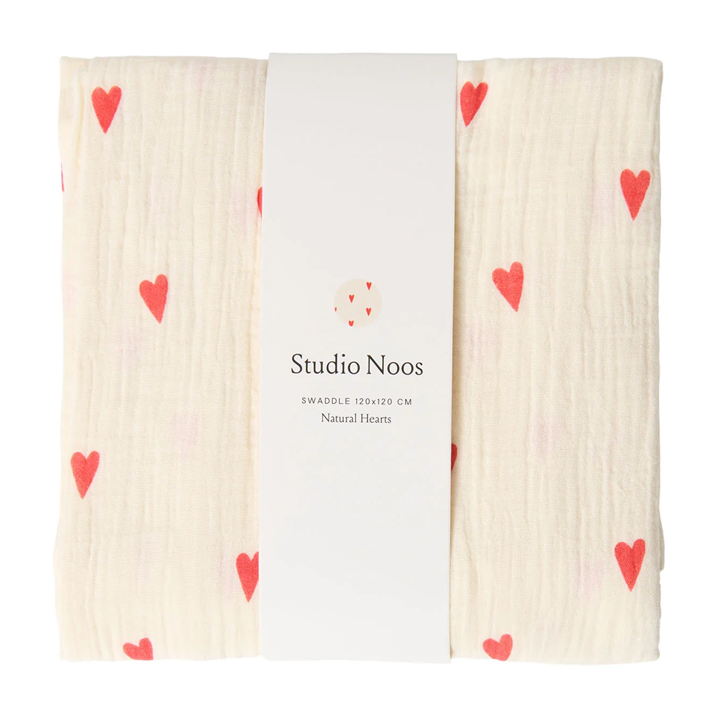 Studio Noos Swaddle &#39;Hearts&#39; 120 x 120 cm Off White