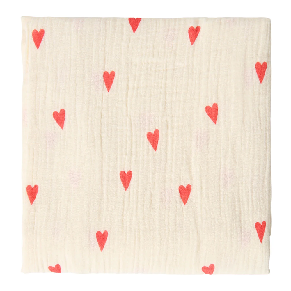 Studio Noos Swaddle &#39;Hearts&#39; 120 x 120 cm Off White