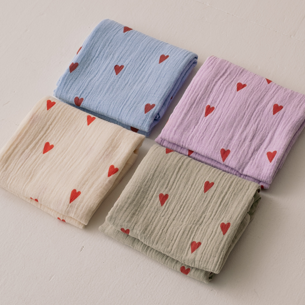 Studio Noos Mulltuch 'Hearts' 70 x 70 cm Green