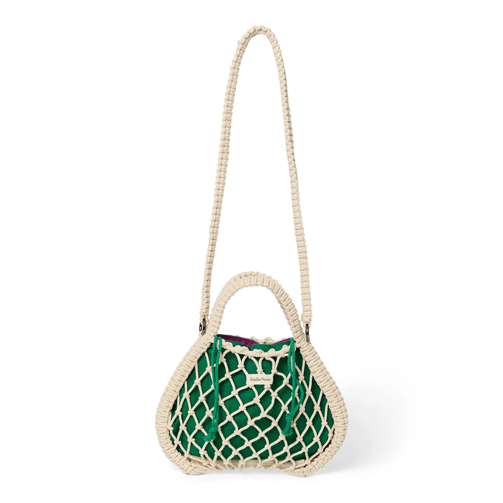 Studio Noos Macramé Handtasche mit wendbarer Innentasche in Lila-Grün 'Mini Bag' Natural