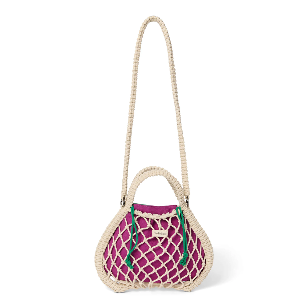 Studio Noos Macramé Handtasche mit wendbarer Innentasche in Lila-Grün 'Mini Bag' Natural
