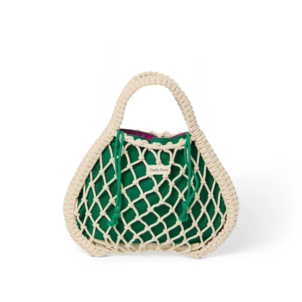 Studio Noos Macramé Handtasche mit wendbarer Innentasche in Lila-Grün 'Mini Bag' Natural