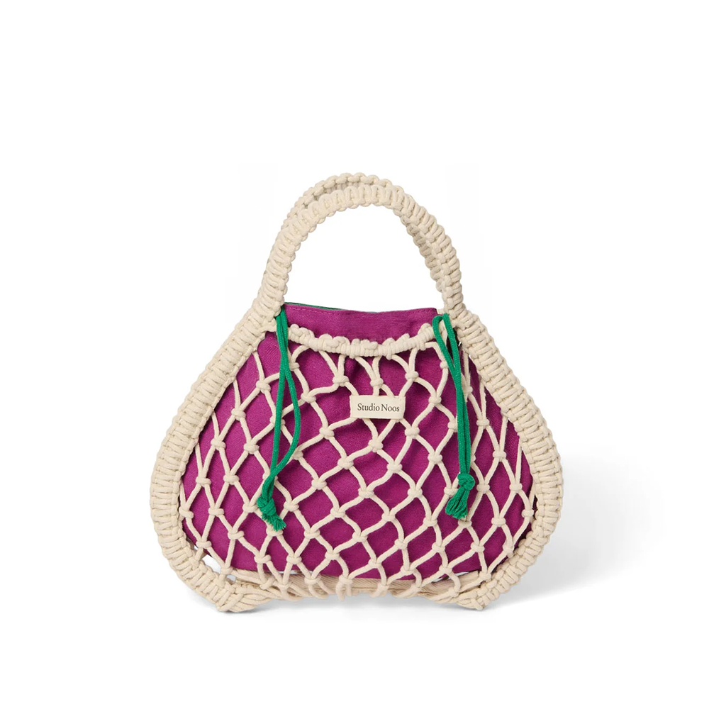 Studio Noos Macramé Handtasche mit wendbarer Innentasche in Lila-Grün 'Mini Bag' Natural