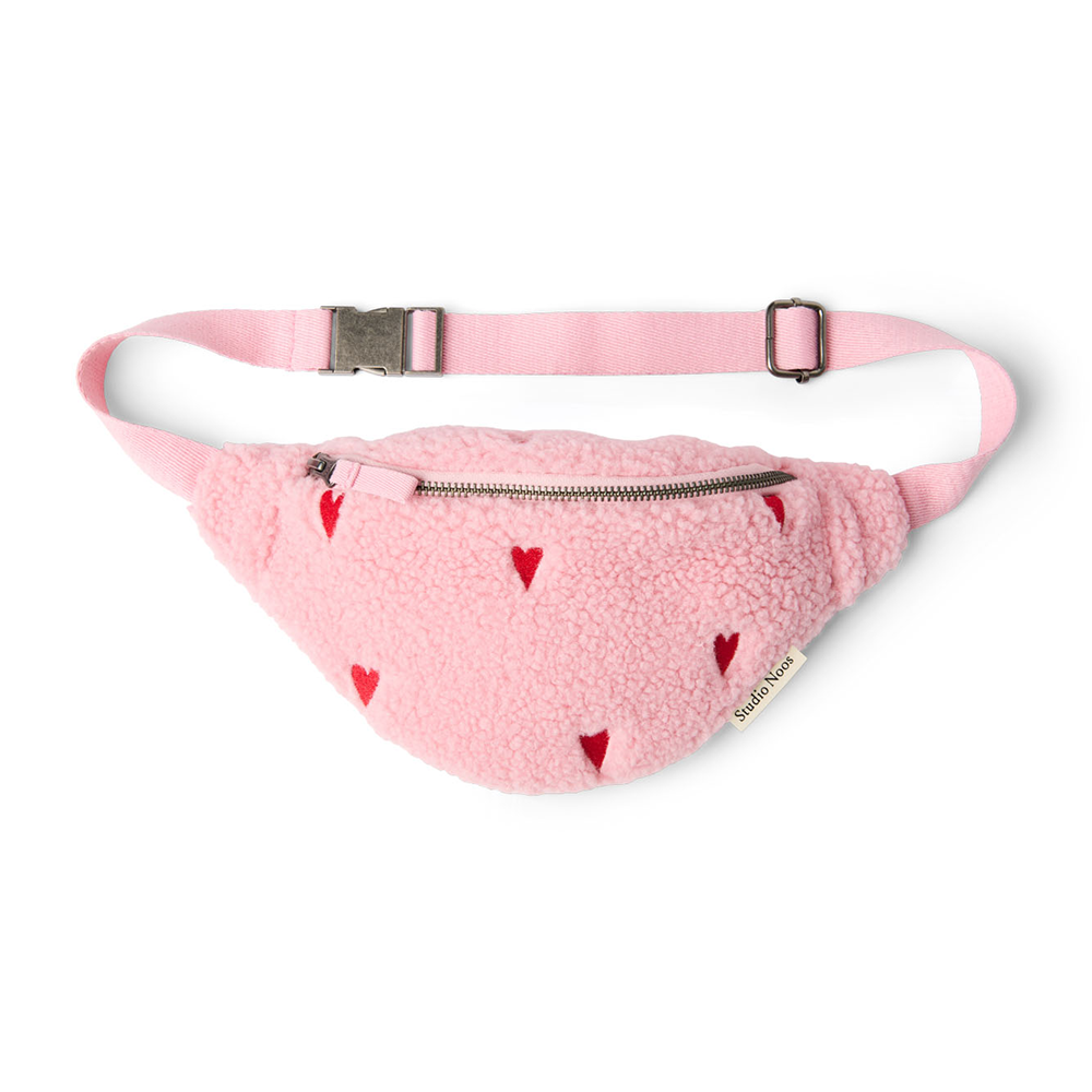 Studio Noos Gürteltasche für Kinder 'Mini Teddy' Light Pink Hearts