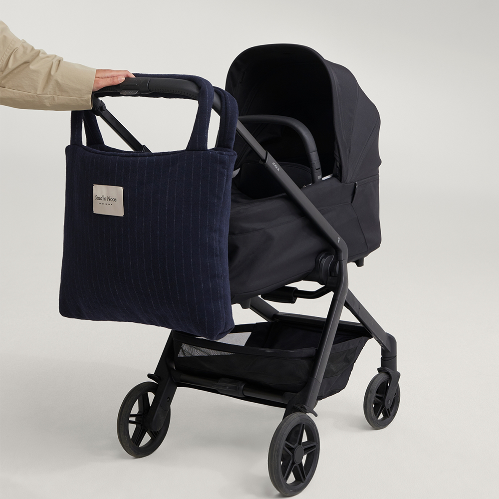 Studio Noos  Tragetasche 'Flannel Mom Bag' Dark Blue Chalkstripe