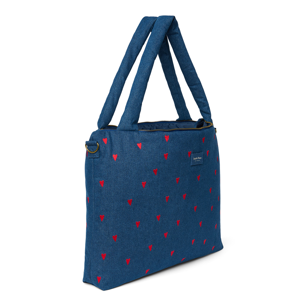Studio Noos Wickeltasche 'Denim' Dark Blue Red Hearts
