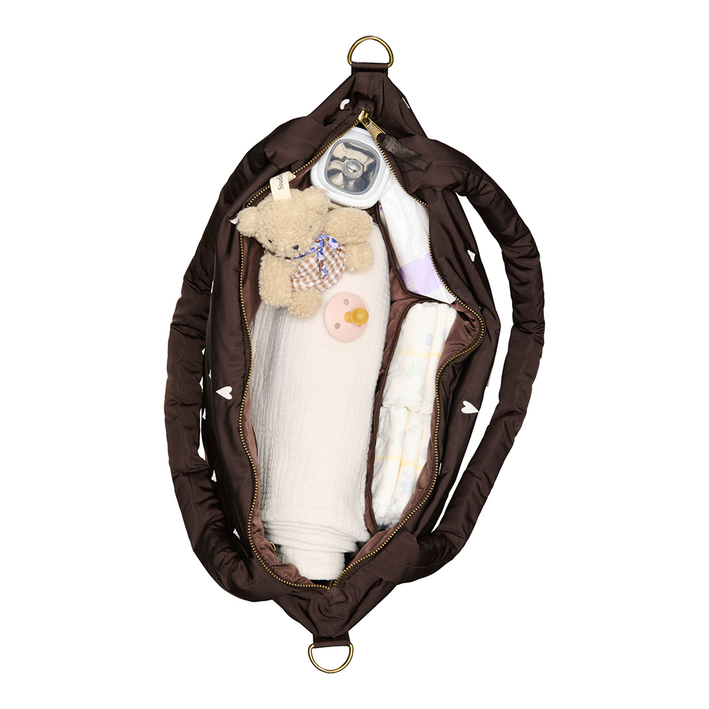 Studio Noos Wickeltasche &#39;Puffy&#39; Brown Hearts