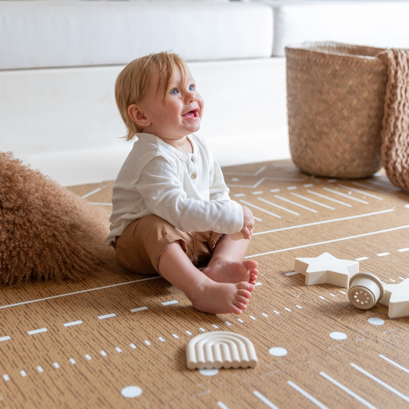 ToddleKind – Spielmatte / Puzzlematte mit tollem Boho Muster &quot;Berber&quot; in tollem Kamelbraun &quot;Camel&quot;