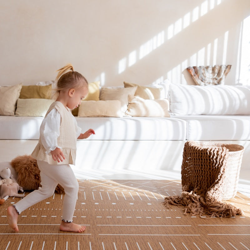 ToddleKind – Spielmatte / Puzzlematte mit tollem Boho Muster &quot;Berber&quot; in tollem Kamelbraun &quot;Camel&quot;