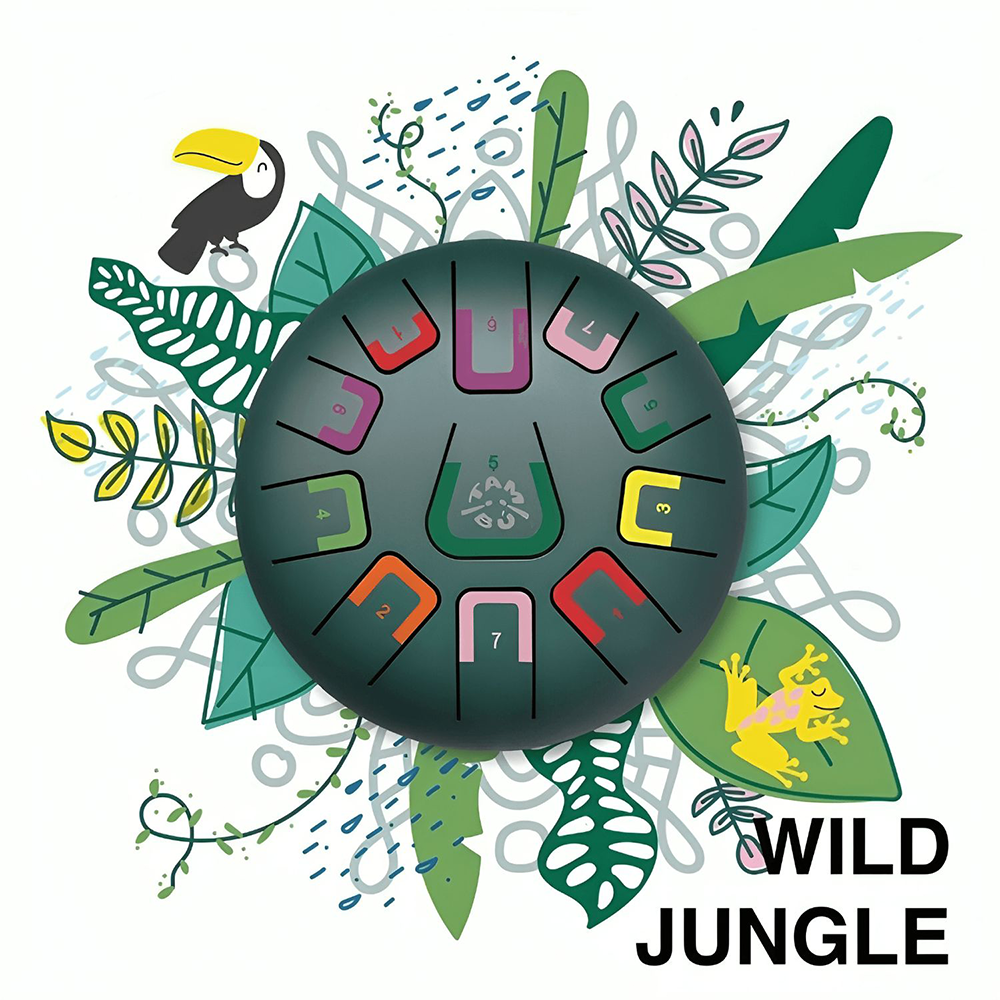 Tambú Trommel 8" mit 11 Tönen Jungle Grün