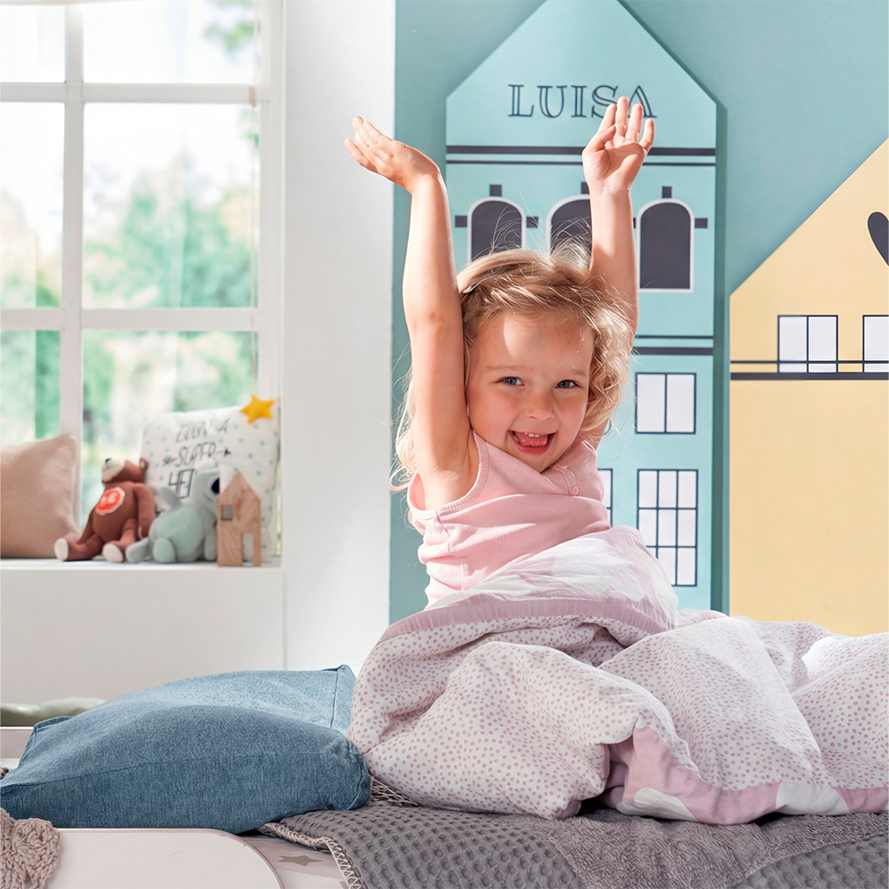 Theraline  Kinderkopfkissen inkl. Bezug 'Bamboo Collection' Melange Blau-grau - Online MY SNOWFLAKE