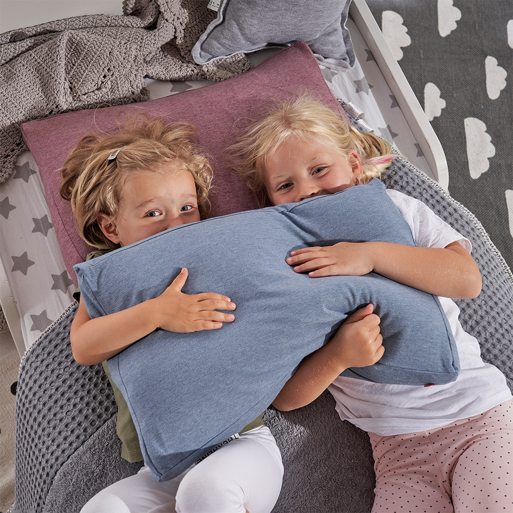 Theraline  Kinderkopfkissen inkl. Bezug 'Bamboo Collection' Melange Blau-grau - Online MY SNOWFLAKE