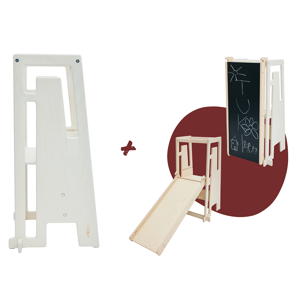 Tuki  Entdeckerset Lernturm White + Rutsche mit Maltafel