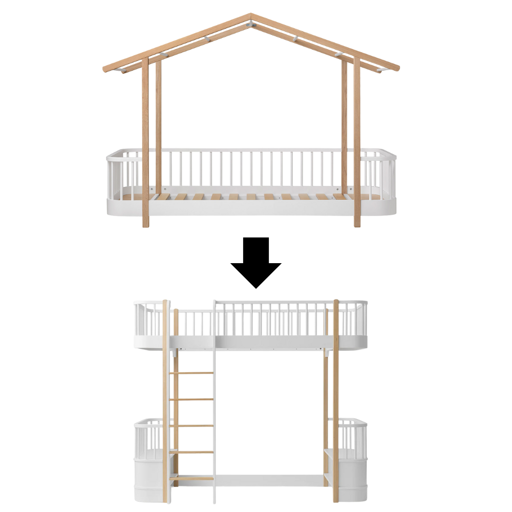 Oliver Furniture Conversion Kit Original House Bed to Original Loft Bed White/Oak