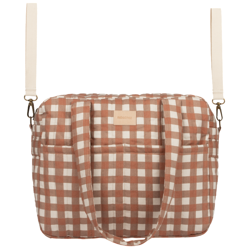 Nobodinoz  Wickeltasche mit Karabinerhaken &#39;Hyde Park&#39;  Terracotta Checks