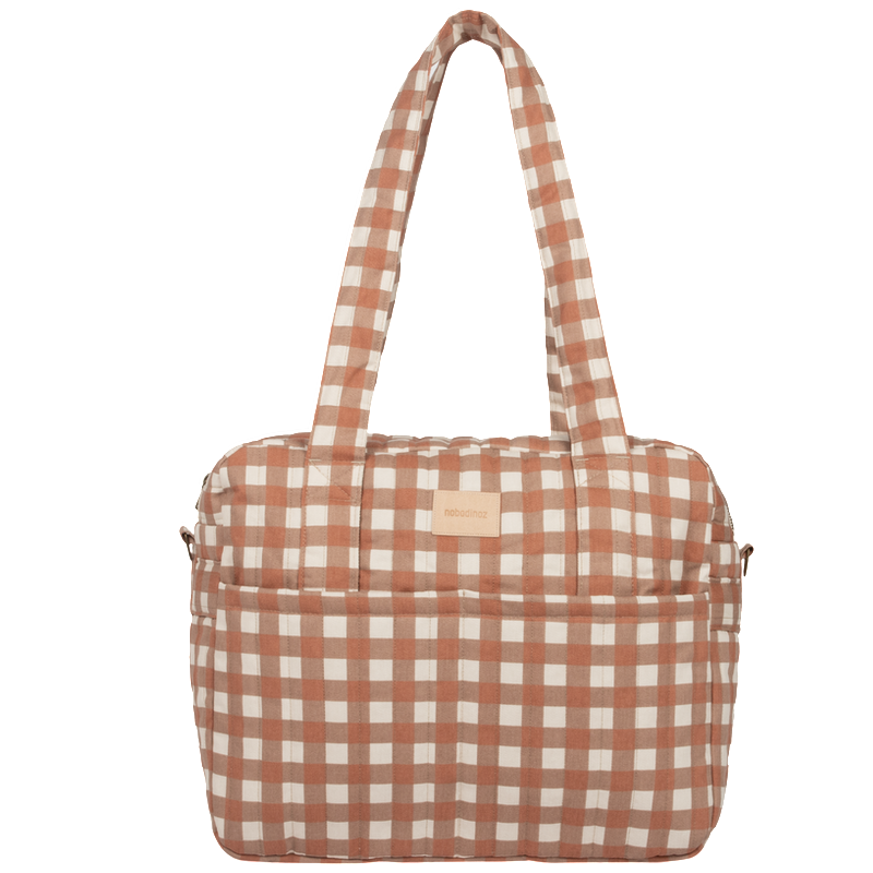 Nobodinoz  Wickeltasche mit Karabinerhaken &#39;Hyde Park&#39;  Terracotta Checks