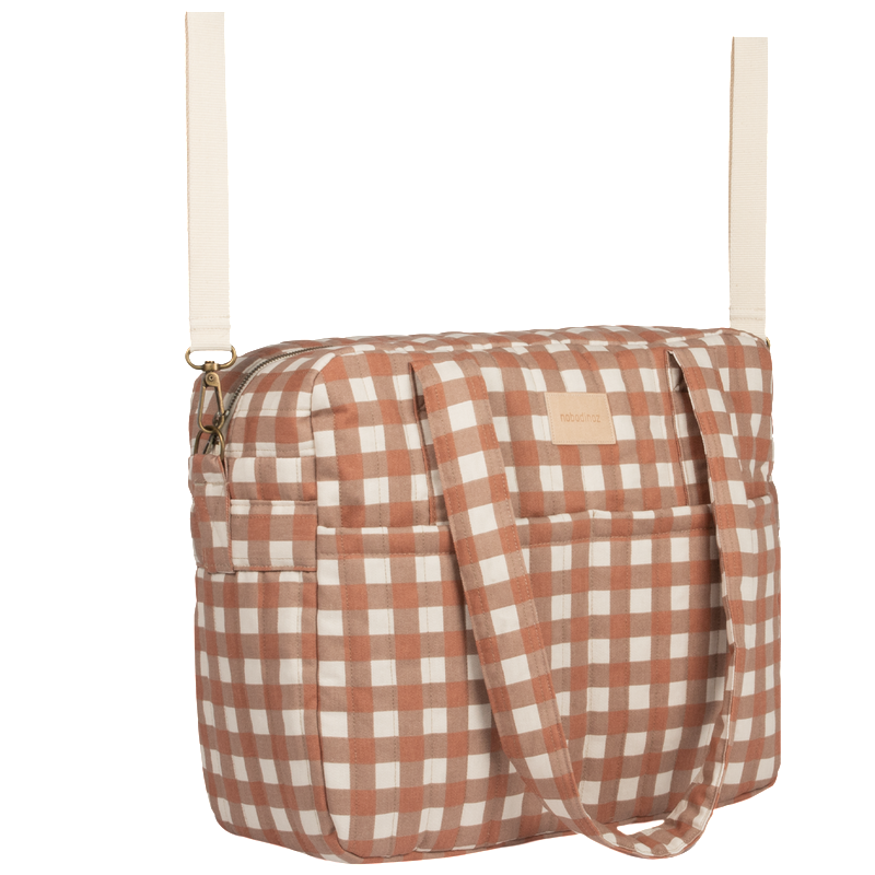 Nobodinoz  Wickeltasche mit Karabinerhaken &#39;Hyde Park&#39;  Terracotta Checks