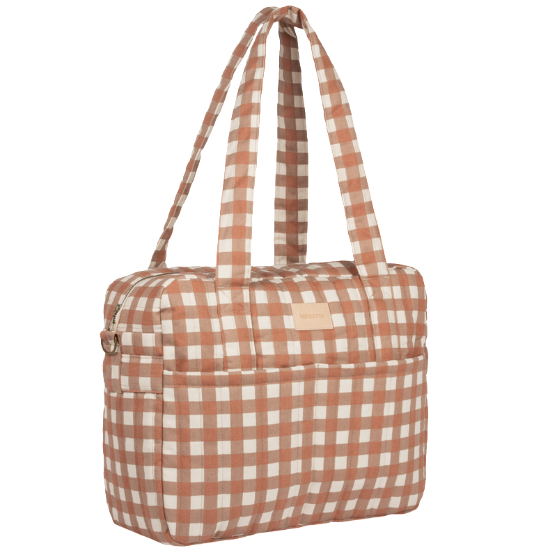 Nobodinoz  Wickeltasche mit Karabinerhaken &#39;Hyde Park&#39;  Terracotta Checks