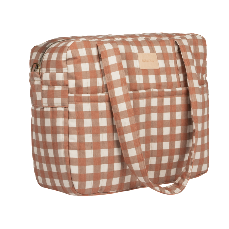 Nobodinoz  Wickeltasche mit Karabinerhaken &#39;Hyde Park&#39;  Terracotta Checks