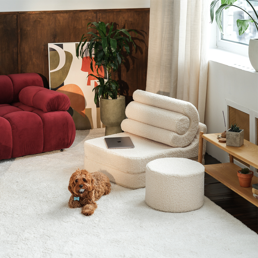 Wigiwama Aufklappbarer Kindersessel  &#39;Flipster&#39;  Cream White