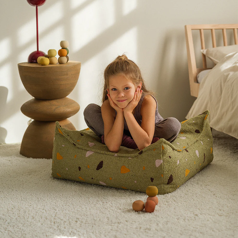 Wigiwama Square Ottoman 'Terrazzo' Moss