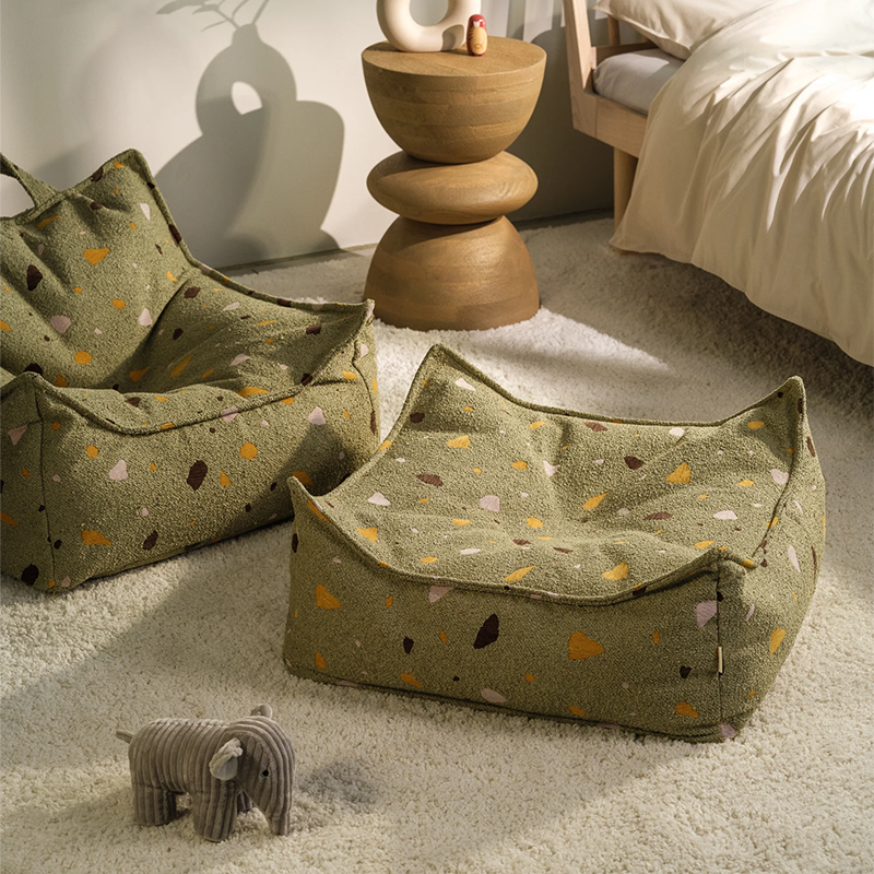 Wigiwama Square Ottoman 'Terrazzo' Moss