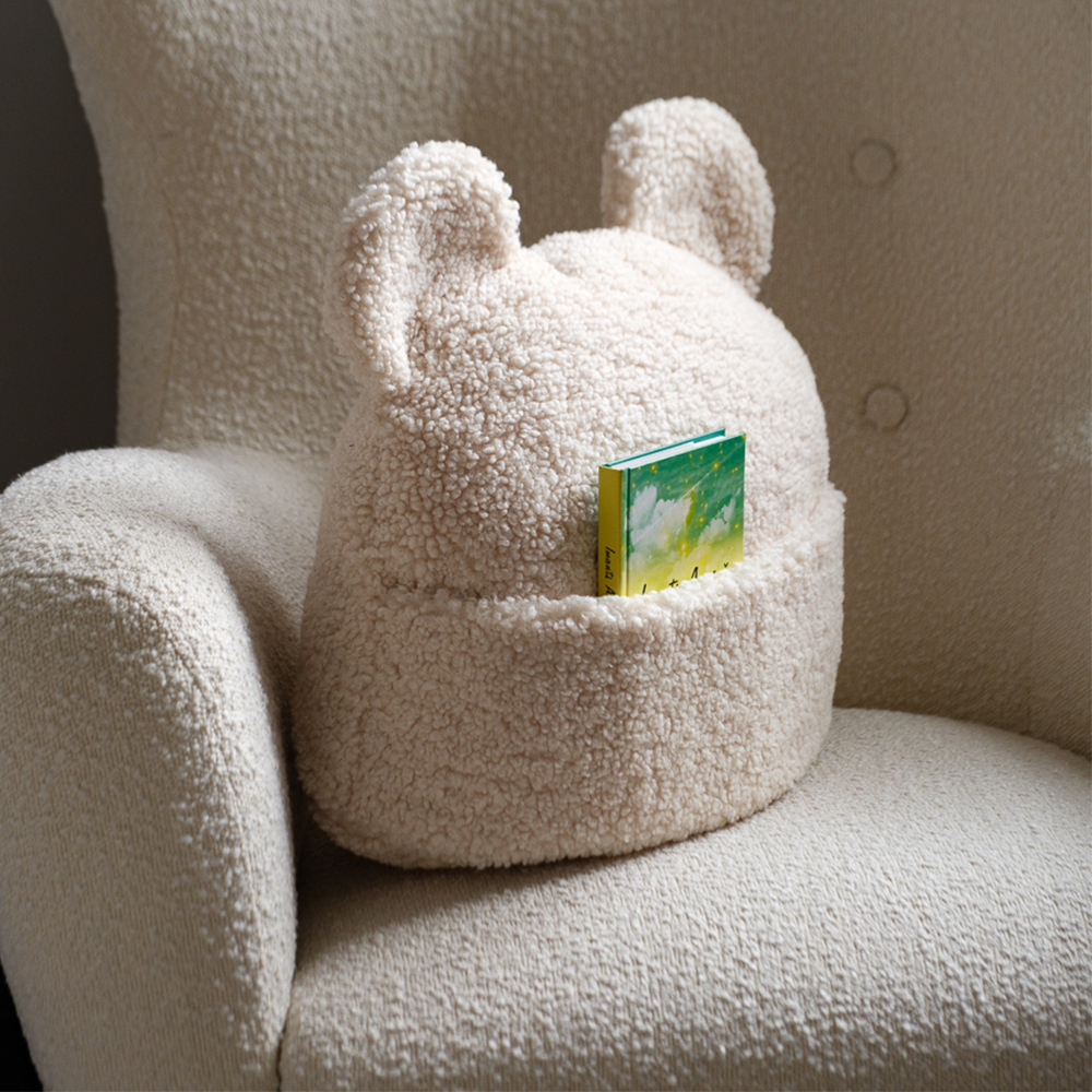 Coussin Wigiwama avec poche 'Teddy' Crème Blanc