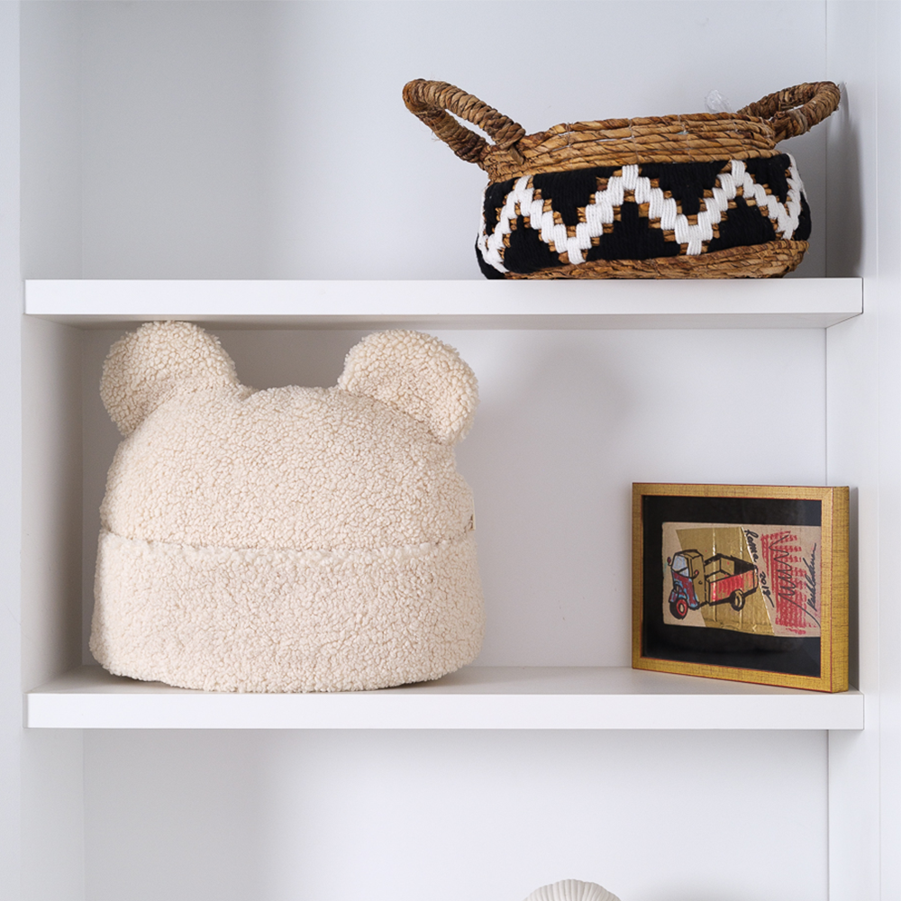 Coussin Wigiwama avec poche 'Teddy' Crème Blanc